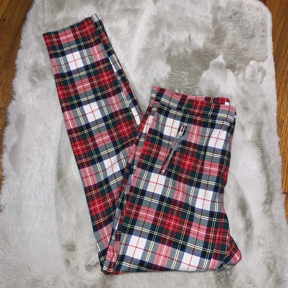 H&M Plaid Slim Fitted Pants,Festive Holiday Colored Trousers Size 10 - Picture 9 of 10